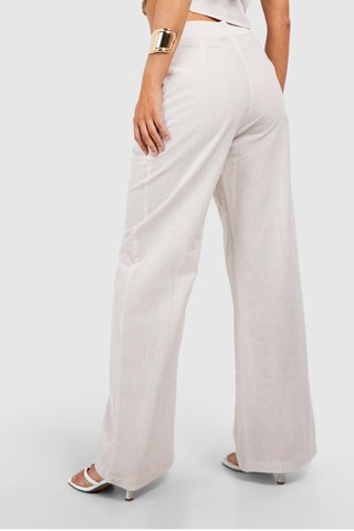 Pantalon wide legs en velours - Beige
