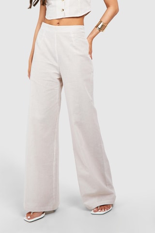 Pantalon wide legs en velours - Beige