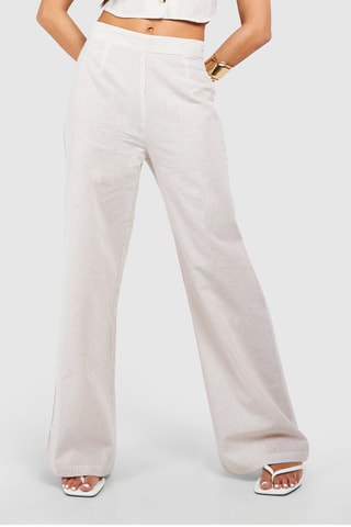 Pantalon wide legs en velours - Beige