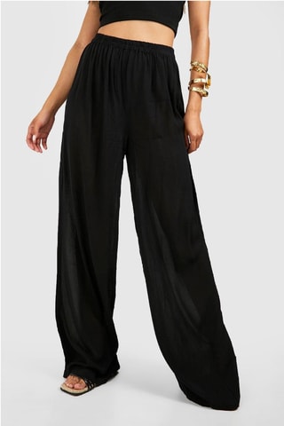 Pantalon wide legs taille haute - Noir