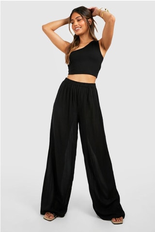 Pantalon wide legs taille haute - Noir