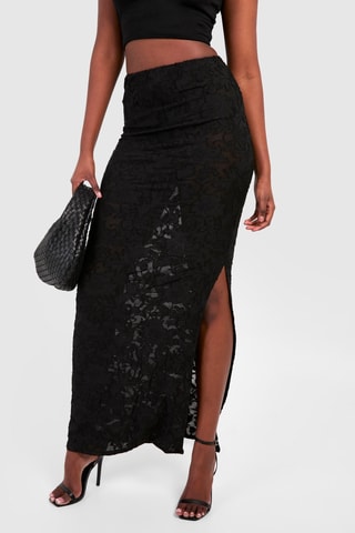 Jupe en dentelle taille haute - Noir