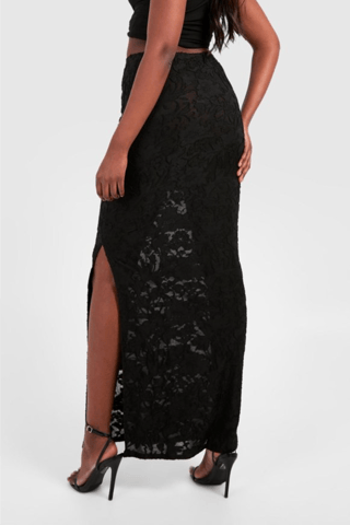Jupe en dentelle taille haute - Noir