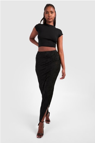 Jupe en dentelle taille haute - Noir