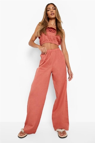 Crop top et pantalon wide legs - Terracotta
