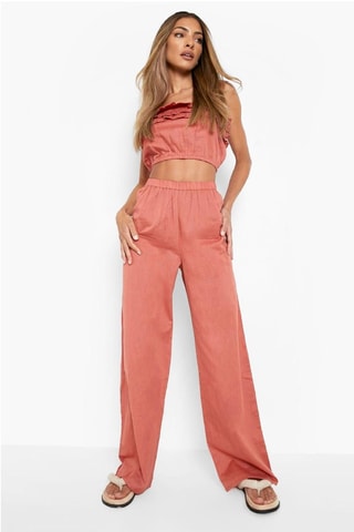 Crop top et pantalon wide legs - Terracotta