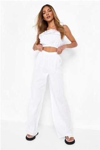 Crop top et pantalon wide legs - Blanc