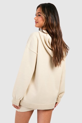 Sweat oversize à capuche et minijupe - Beige