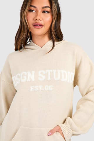 Sweat oversize à capuche et minijupe - Beige