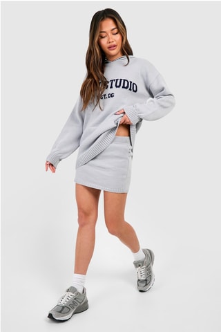 Sweat oversize à capuche et minijupe - Gris