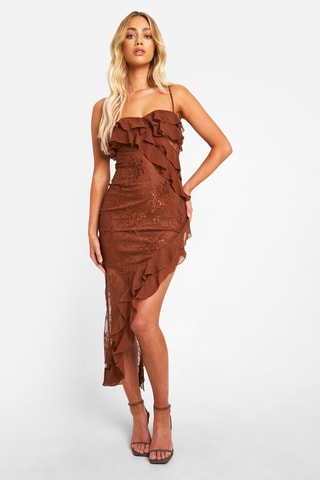 Robe asymétrique - Marron