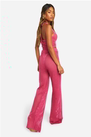 Crop top et pantalon wide legs - Rose