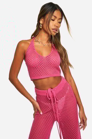 Crop top et pantalon wide legs - Rose