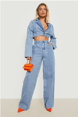 Jean wide legs taille haute - Bleu clair