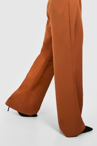 Pantalon wide legs taille haute - Marron