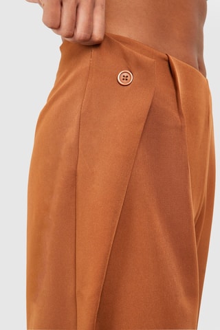 Pantalon wide legs taille haute - Marron