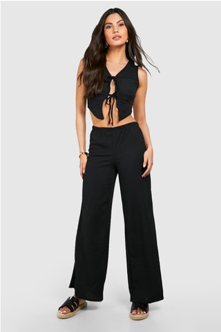 Chemisier et pantalon wide legs - Noir