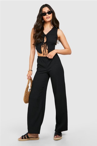 Chemisier et pantalon wide legs - Noir