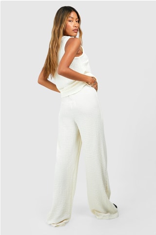 Top et pantalon wide legs - Ecru