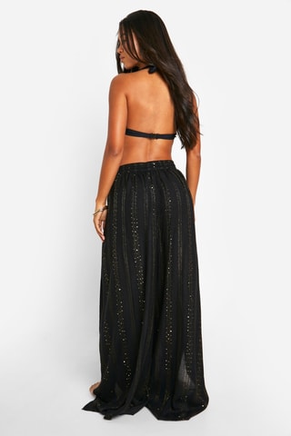Pantalon palazzo taille haute - Noir
