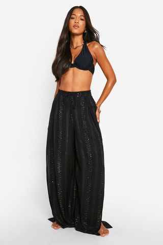 Pantalon palazzo taille haute - Noir