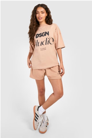 T-shirt oversize et short - Taupe