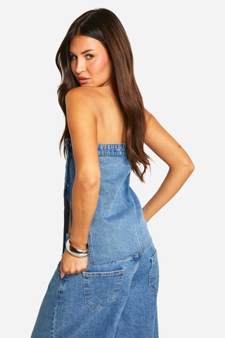Top bustier en jean - Bleu