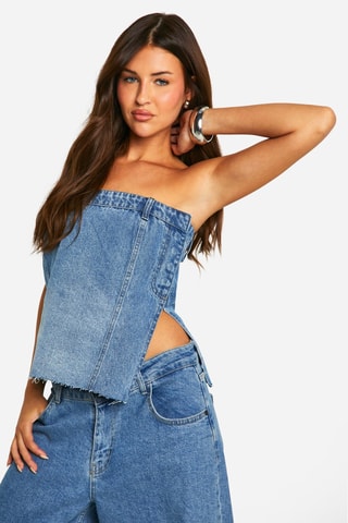 Top bustier en jean - Bleu