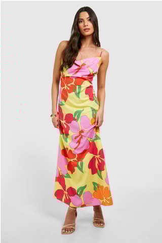 Robe longue - Jaune et rose