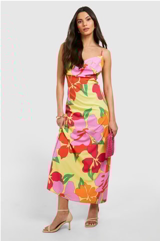 Robe longue - Jaune et rose