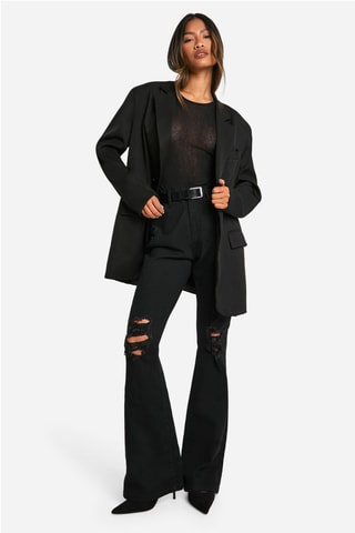 Jean flare taille haute - Noir