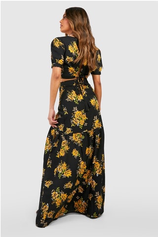 Crop top et jupe longue - Noir et jaune