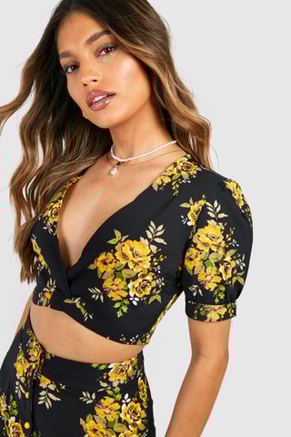 Crop top et jupe longue - Noir et jaune