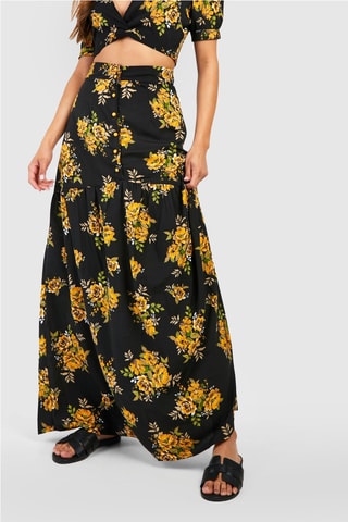 Crop top et jupe longue - Noir et jaune