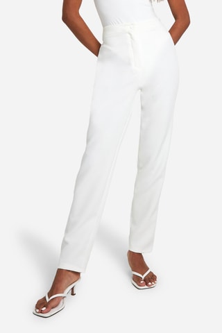 Pantalon cigarette taille haute - Blanc