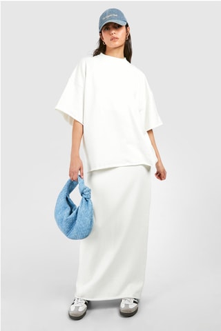 T-shirt oversize et jupe longue - Ecru