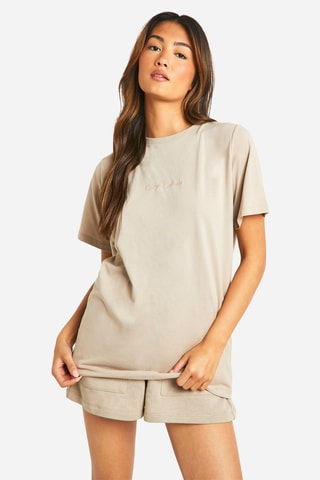 T-shirt oversize et short - Taupe