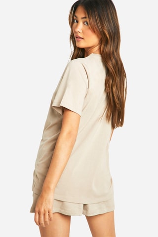 T-shirt oversize et short - Taupe