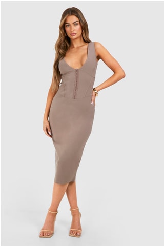 Robe midi - Taupe