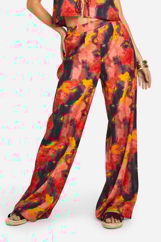 Pantalon wide legs - Rouge et orange