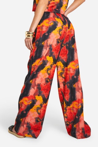 Pantalon wide legs - Rouge et orange