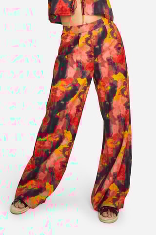Pantalon wide legs - Rouge et orange