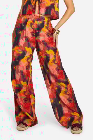 Pantalon wide legs - Rouge et orange