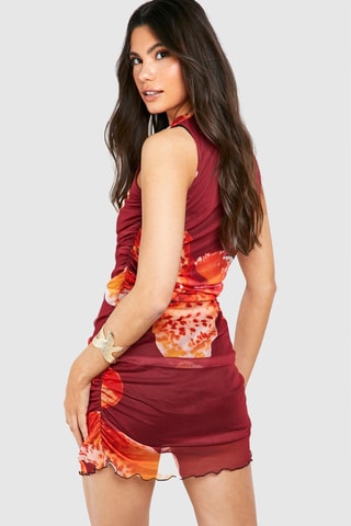 Robe fourreau - Rouge et orange