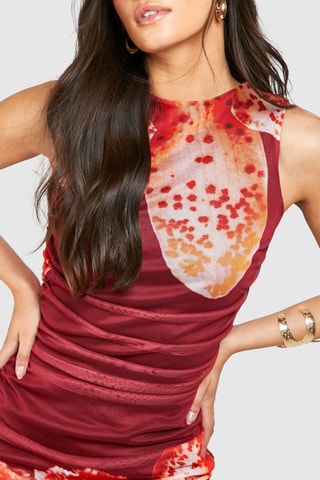 Robe fourreau - Rouge et orange