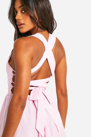 Combishort en lin - Rose