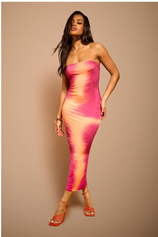 Robe bustier - Rose et orange