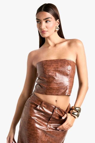 Crop top bustier - Marron