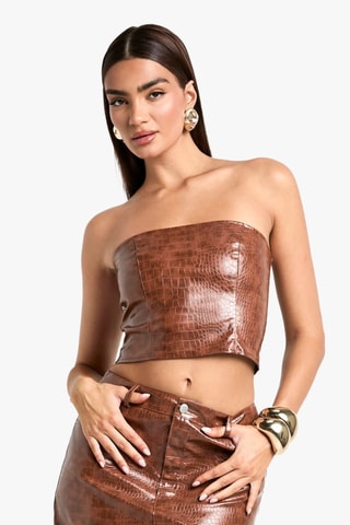 Crop top bustier - Marron