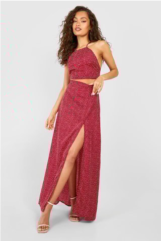 Crop top et jupe longue - Rouge